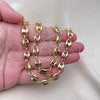 Oro Laminado Fancy Necklace, Gold Filled Style Puff Mariner Design, Polished, Golden Finish, 04.213.0313.24 (Thickness, 24 Inches Length)