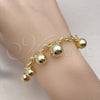 Oro Laminado Charm Bracelet, Gold Filled Style Ball and Rolo Design, Polished, Golden Finish, 03.213.0265.07 (06 MM Thickness, 7 Inches Length)