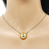 Oro Laminado Pendant Necklace, Gold Filled Style Ball and Box Design, Polished, Golden Finish, 04.213.0314.18 (01 MM Thickness, 18 Inches Length)
