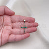 Oro Laminado Religious Pendant, Gold Filled Style Cross Design, with Green Cubic Zirconia, Polished, Golden Finish, 05.253.0182.3