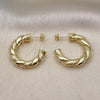 Oro Laminado Medium Hoop, Gold Filled Style Twist Design, Diamond Cutting Finish, Golden Finish, 02.213.0638.30