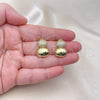 Oro Laminado Stud Earring, Gold Filled Style with White Micro Pave, Polished, Golden Finish, 02.341.0191