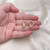 Oro Laminado Huggie Hoop, Gold Filled Style Ball Design, with Ivory Pearl, Polished, Golden Finish, 02.213.0641.14