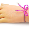 Oro Laminado Adjustable Bolo Bracelet, Gold Filled Style Bow Design, with Fuchsia Crystal, Purple Velvet, Golden Finish, 03.362.0028.07 (04 MM Thickness, 9 Inches Length)