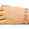 Oro Laminado Fancy Bracelet, Gold Filled Style Puff Mariner Design, Polished, Golden Finish, 04.213.0313.07 (Thickness, 8 Inches Length)