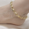 Oro Laminado Fancy Bracelet, Gold Filled Style Puff Mariner Design, Polished, Golden Finish, 04.213.0313.10 (09 MM Thickness, 10 Inches Length)