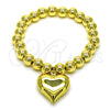 Oro Laminado Fancy Bracelet, Gold Filled Style Heart and Ball Design, Polished, Golden Finish, 03.341.0217.07 (08 MM Thickness, 7 Inches Length)