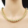Oro Laminado Fancy Necklace, Gold Filled Style Ball and Hollow Design, Polished, Golden Finish, 03.341.0192.18 (10 MM Thickness, 18 Inches Length)