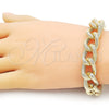 Oro Laminado Fancy Bracelet, Gold Filled Style Miami Cuban Design, Diamond Cutting Finish, Golden Finish, 03.331.0236.09 (14 MM Thickness, 9 Inches Length)