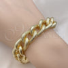 Oro Laminado Fancy Bracelet, Gold Filled Style Miami Cuban Design, Diamond Cutting Finish, Golden Finish, 03.331.0236.09 (14 MM Thickness, 9 Inches Length)