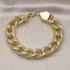 Oro Laminado Fancy Bracelet, Gold Filled Style Miami Cuban Design, Diamond Cutting Finish, Golden Finish, 03.331.0236.09 (14 MM Thickness, 9 Inches Length)