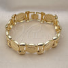 Oro Laminado Fancy Bracelet, Gold Filled Style Hugs and Kisses Design, Polished, Golden Finish, 03.331.0238.09 (18 MM Thickness, 9 Inches Length)