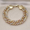 Oro Laminado Basic Bracelet, Gold Filled Style Diamond Cutting Finish, Tricolor, 03.331.0186.1.09 (15 MM Thickness, 9 Inches Length)