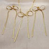 Stainless Steel Necklace and Earring, Bow and Rat Tail Design, Diamond Cutting Finish, Golden Finish, 06.417.0003