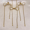 Stainless Steel Necklace and Earring, Bow and Rat Tail Design, Polished, Golden Finish, 06.417.0004