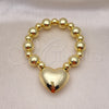 Oro Laminado Fancy Bracelet, Gold Filled Style Heart and Ball Design, Polished, Golden Finish, 03.341.0219.08 (12 MM Thickness, 8 Inches Length)