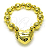 Oro Laminado Fancy Bracelet, Gold Filled Style Heart and Ball Design, Polished, Golden Finish, 03.341.0219.08 (12 MM Thickness, 8 Inches Length)