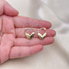Oro Laminado Medium Hoop, Gold Filled Style Heart Design, Polished, Golden Finish, 02.195.0285.16