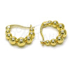 Oro Laminado Small Hoop, Gold Filled Style Ball Design, Polished, Golden Finish, 02.195.0287.16