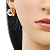 Oro Laminado Stud Earring, Gold Filled Style Love Knot Design, Polished, Golden Finish, 02.196.0131