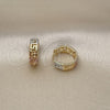 Oro Laminado Huggie Hoop, Gold Filled Style Greek Key Design, Polished, Tricolor, 02.196.0137.14