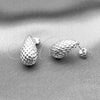 Rhodium Gold Filled Stud Earring, Teardrop Design, Diamond Cutting Finish, Rhodium Finish, 02.163.0294.1