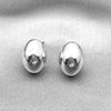 Rhodium Plated Stud Earring, Chunky and Hollow Design, Polished, Rhodium Finish, 02.196.0171