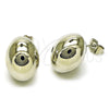 Rhodium Plated Stud Earring, Chunky and Hollow Design, Polished, Rhodium Finish, 02.196.0171