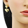 Oro Laminado Stud Earring, Gold Filled Style Heart Design, Polished, Golden Finish, 02.341.0202