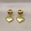 Oro Laminado Stud Earring, Gold Filled Style Heart Design, Polished, Golden Finish, 02.341.0202