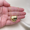 Oro Laminado Pendant Necklace, Gold Filled Style Heart and Hollow Design, Polished, Golden Finish, 04.341.0121.20 (01 MM Thickness, 20 Inches Length)