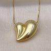 Oro Laminado Pendant Necklace, Gold Filled Style Heart and Hollow Design, Polished, Golden Finish, 04.341.0122.20 (01 MM Thickness, 20 Inches Length)