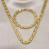 Stainless Steel Necklace and Bracelet, Polished, Golden Finish, 06.116.0057.22