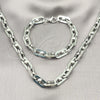 Stainless Steel Necklace and Bracelet, Polished, Steel Finish, 06.363.0056.24