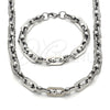 Stainless Steel Necklace and Bracelet, Polished, Steel Finish, 06.363.0056.24