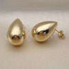 Oro Laminado Stud Earring, Gold Filled Style Teardrop and Hollow Design, Polished, Golden Finish, 02.163.0322