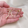 Oro Laminado Stud Earring, Gold Filled Style Bow Design, Polished, Golden Finish, 02.213.0664