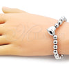 Rhodium Plated Fancy Bracelet, Heart and Ball Design, Polished, Rhodium Finish, 03.341.2282.2.07