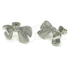 Rhodium Gold Filled Stud Earring, Bow Design, Diamond Cutting Finish, Rhodium Finish, 02.341.0203.1