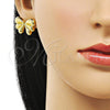 Oro Laminado Stud Earring, Gold Filled Style Bow Design, Polished, Golden Finish, 02.341.0204