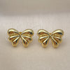 Oro Laminado Stud Earring, Gold Filled Style Bow Design, Polished, Golden Finish, 02.341.0204