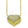 Oro Laminado Pendant Necklace, Gold Filled Style Heart and Hollow Design, Matte Finish, Golden Finish, 04.341.0124.18 (01 MM Thickness, 18 Inches Length)