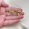 Oro Laminado Stud Earring, Gold Filled Style Bow Design, Polished, Golden Finish, 02.341.0206