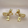Oro Laminado Stud Earring, Gold Filled Style Bow Design, Polished, Golden Finish, 02.341.0206