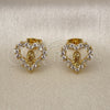 Oro Laminado Stud Earring, Gold Filled Style Guadalupe and Heart Design, with White Cubic Zirconia, Polished, Golden Finish, 02.210.0843