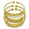 Oro Laminado Trio Bangle, Gold Filled Style Ball Design, Diamond Cutting Finish, Golden Finish, 07.170.0018.1 (03 MM Thickness, One size fits all)