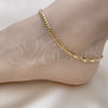 Oro Laminado Basic Anklet, Gold Filled Style Miami Cuban Design, Polished, Golden Finish, 04.63.1413.10 (100 Gauge, 04 MM Thickness, 10 Inches Length)
