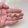 Oro Laminado Huggie Hoop, Gold Filled Style Heart Design, Diamond Cutting Finish, Golden Finish, 02.418.0002.14