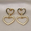 Oro Laminado Stud Earring, Gold Filled Style Heart Design, Polished, Golden Finish, 02.385.0057
