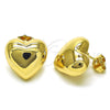 Oro Laminado Stud Earring, Gold Filled Style Heart Design, Polished, Golden Finish, 02.163.0325